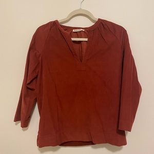 Red/rust 3/4 sleeve corduroy top